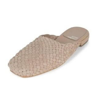 Jeffrey Campbell Beige Suede Woven Kitten-Heel Slip On Mules - Size 10 & 41 EUR